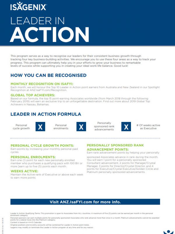 Leader In Action Document MX Isagenix Business